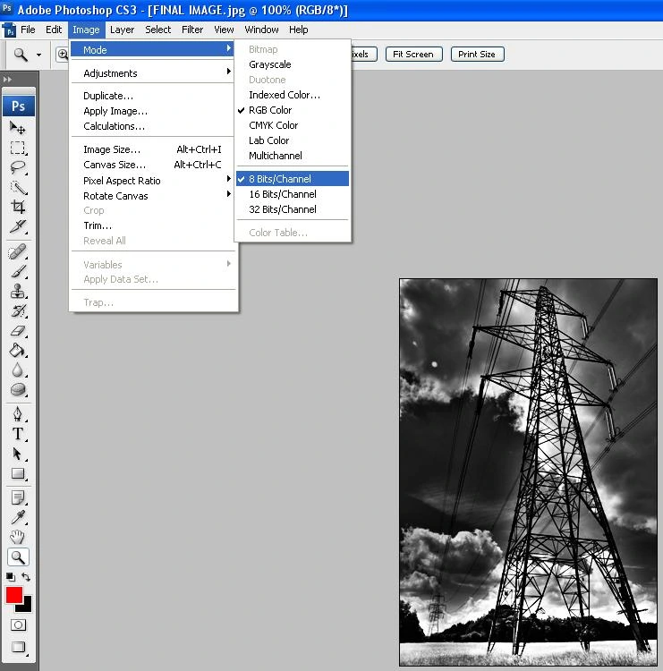 Photoshop 8-bit conversion